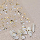 Maigitur 5D embossed Christmas nail sticker with gold crystal ball for festive nail shine