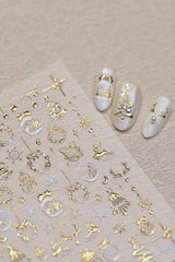 Maigitur gold elk wreath nail sticker adds festive depth to manicures