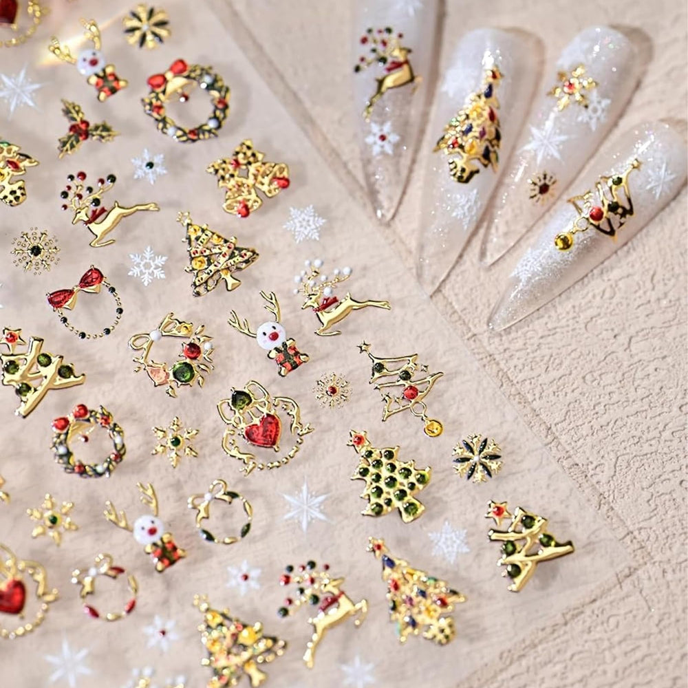 Maigitur 5D embossed gold elk nail stickers for festive manicure
