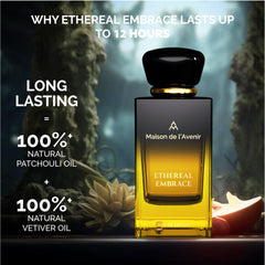 Maison de l'Avenir Ethereal Embrace bottle front, warm gradient signaling sweet allure.