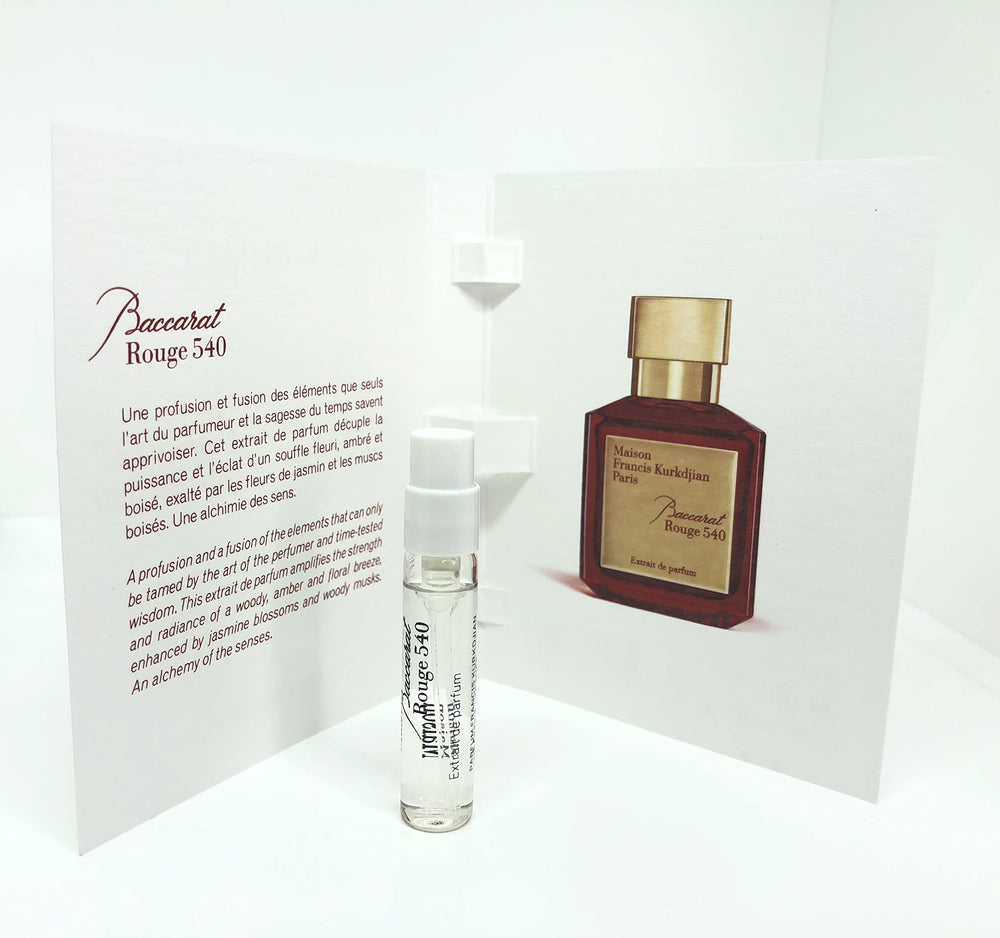 Maison Francis Kurkdjian Baccarat Rouge 540 Extrait sample vial for on-the-go fragrance testing.