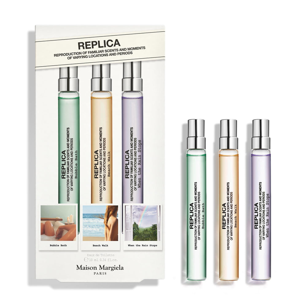 Maison Margiela Replica When The Rain Stops mini bottle on sleek surface for rainy day mood