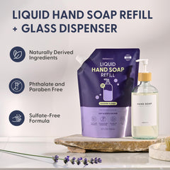 MaisoNovo glass dispenser with pump ready for everyday hand cleansing.