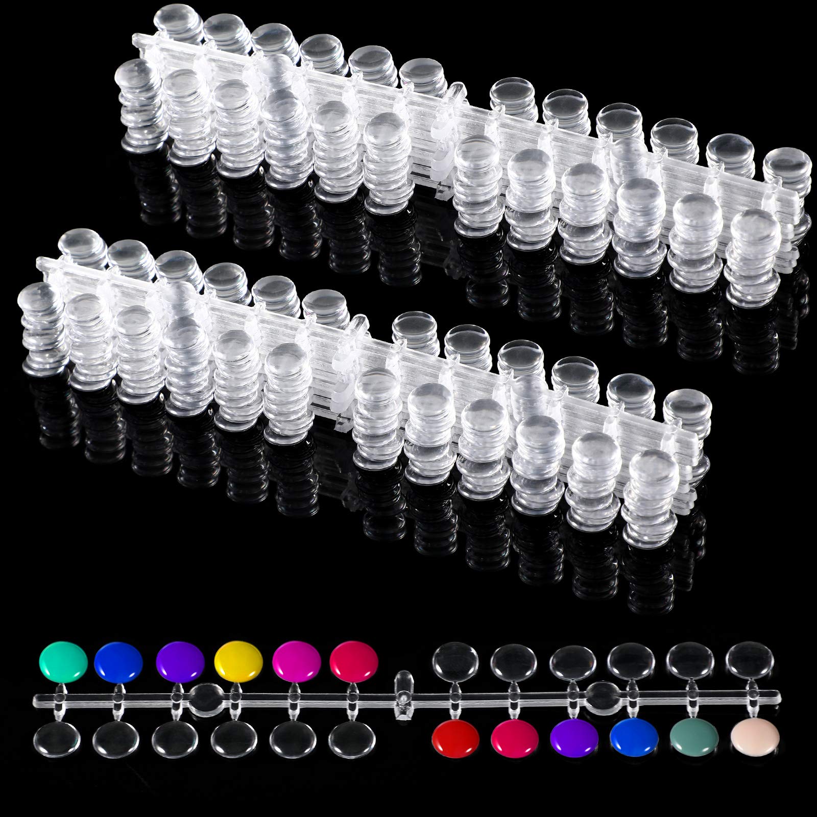 Maitys 480-round nail display tips arranged for color swatching and client selection