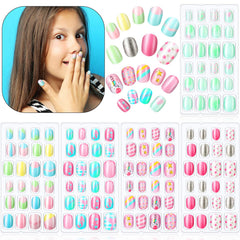 Maitys kids press-on nails rainbow pattern for quick, at-home nail art