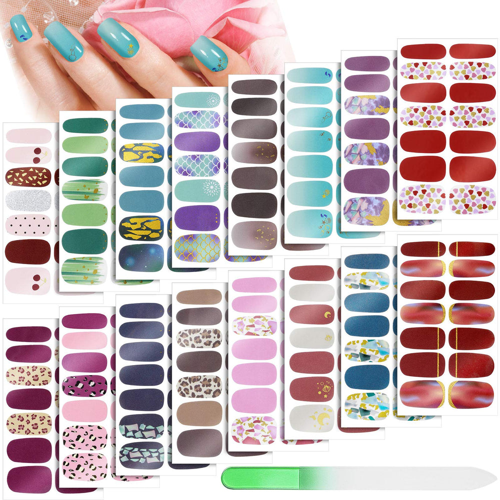 Maitys full wrap nail stickers display with mixed designs for quick DIY nail art