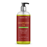 Majestic Pure Grapeseed Oil bottle 16 oz for skin hydration and hair softness.