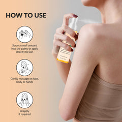 Majestic Pure mist applied to skin demonstrates soothing massage use and gentle nourishment.