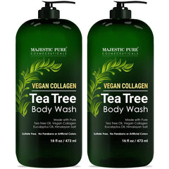 Majestic Pure Tea Tree Body Wash bottle with rich lather for daily cleansing.