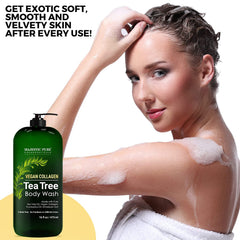Majestic Pure Tea Tree Body Wash foamy lather ready for refreshing shower.