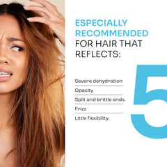 Maka Capilar Health moisturizing shampoo bottle closeup highlighting frizz control and shine.