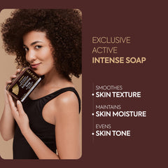 MAKARI Exfoliating Soap foam close-up highlighting rich lather and cleansing power