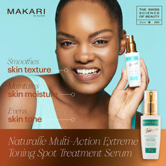 Makari Naturalle serum dispenser close-up for easy daily application.