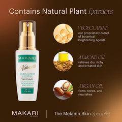 Makari Naturalle serum ingredients highlight argan oil for nourishment.