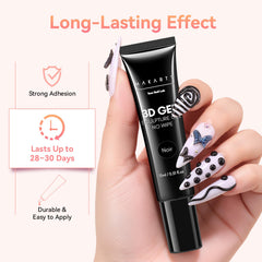 Makartt 3D gel for 3D French designs with long-lasting shine.