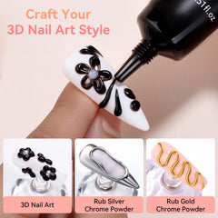 Makartt 3D gel embossed noir design for standout textures on nails.
