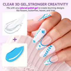 Makartt 3D gel nail art precision brush demonstrates clean, precise line work.