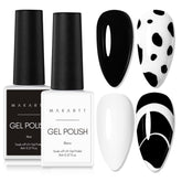 Makartt black-white gel polish set shown for versatile nail art inspiration