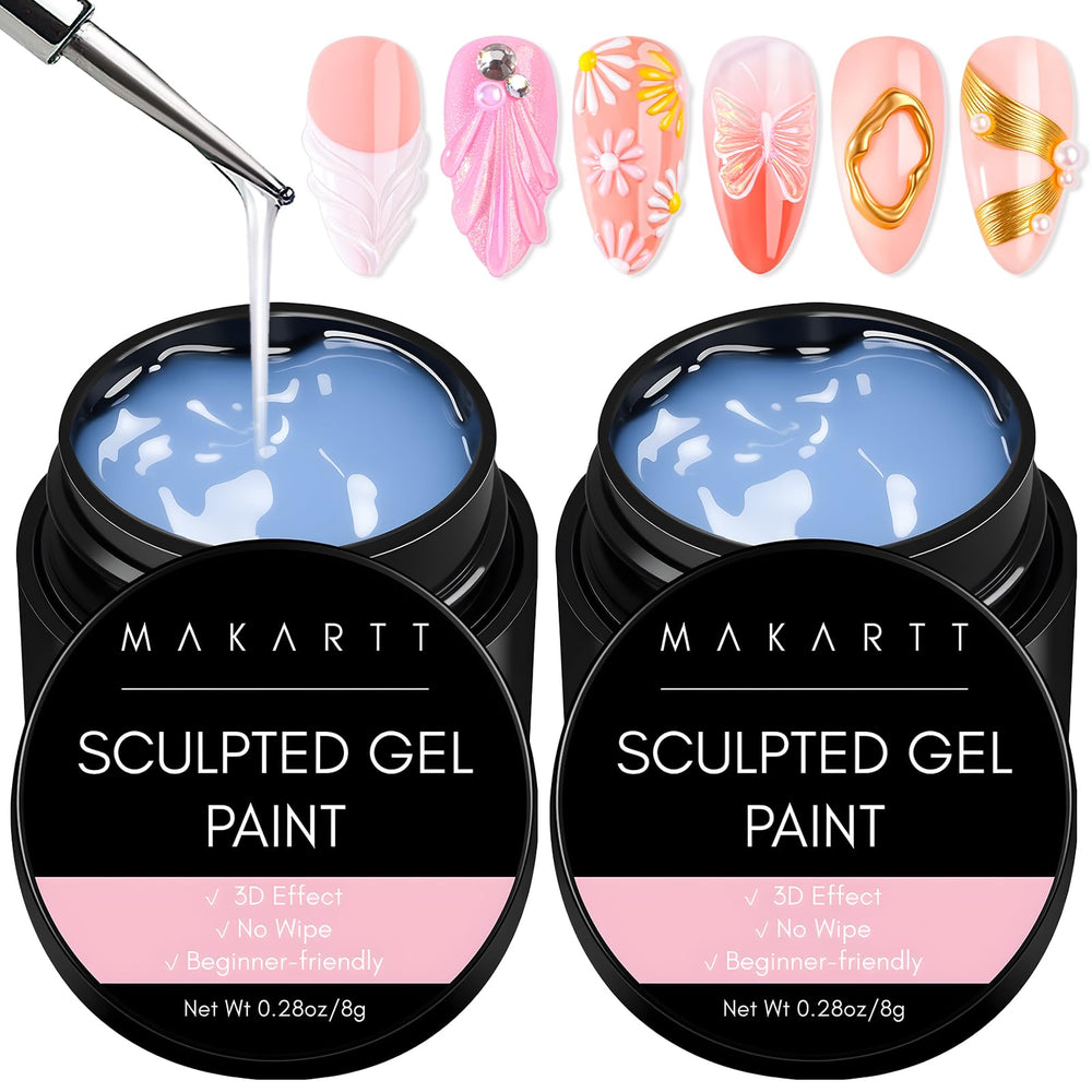 Makartt clear 3D nail gel two-piece kit for precise sculpting and art at home.