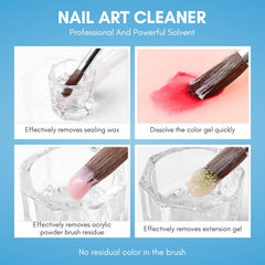 Close-up of Makartt cleaner removing gel residue from brush bristles.
