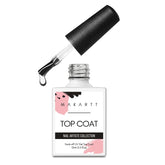 Makartt gel top coat no wipe bottle delivers a long-lasting glossy finish.
