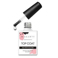 Makartt gel top coat no wipe bottle delivers a long-lasting glossy finish.