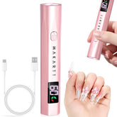 Makartt handheld UV LED nail light in compact design enables on-the-go gel curing.