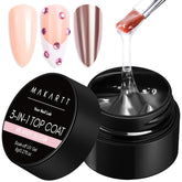 Makartt Hard Gel Top Coat bottle close-up for flawless glossy finish
