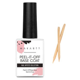 Makartt Peel Off Gel Base Coat bottle shows easy removal without soaking.