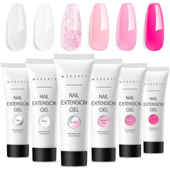 Makartt poly nail gel set in six colors for long-lasting extensions at home.