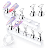 Makartt press-on nail stand with silver base showcases nail art securely.