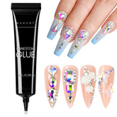 Makartt rhinestone glue tube closeup showing precision tip for secure gem adhesion