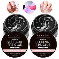 Makartt solid nail glue bottle close-up shows clear, long-lasting bond.