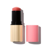 MAKE Beauty Cream Stroke Blush Stick Euphoric swatch on cheek for rosy flush