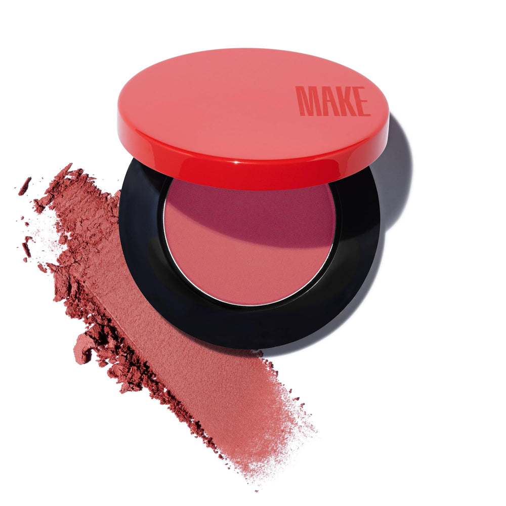 MAKE Beauty Skin Mimetic Microsuede Blush New Moon compact offers portable color.