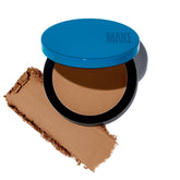 MAKE Beauty Skin Mimetic Microsuede Bronzer Powder compact with silky texture for customizable warmth