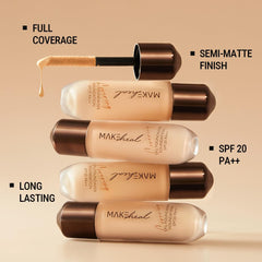 Close-up of the wand applying foundation with precise blending from Makeheal.