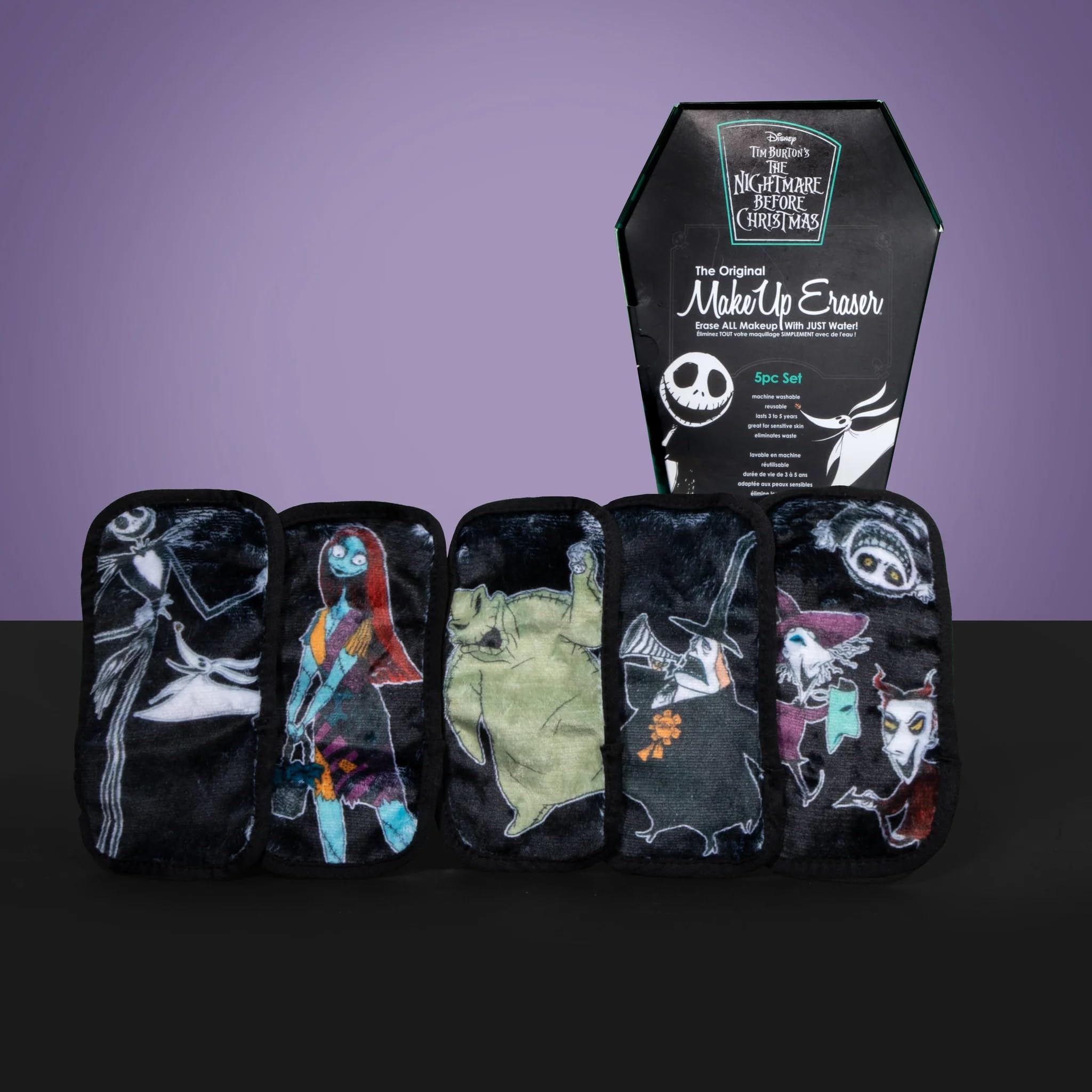 MakeUp Eraser Mini PRO Nightmare Before Christmas edition close-up showing cloud-soft fibers for water-based makeup removal.