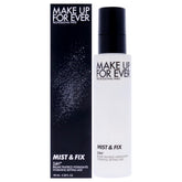 Make Up For Ever Mist and Fix bottle close-up showing compact packaging for long-lasting hydration