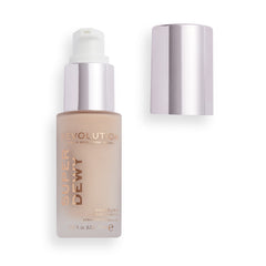 Texture swatch of Makeup Revolution Superdewy Serum highlighting lightweight coverage