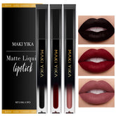 MAKI YIKA 3Pcs matte lipsticks set in red for bold day-to-night color