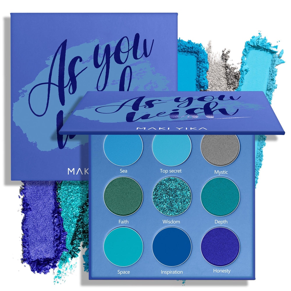 MAKI YIKA blue eyeshadow palette swatches nine rich shades for versatile looks