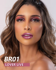 MAKI YIKA lipstick worn during application for bold pink look