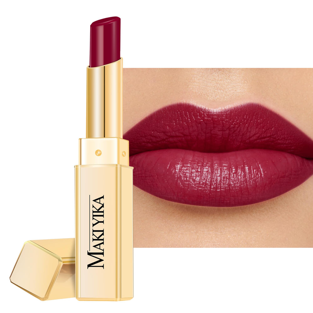 MAKI YIKA Moisture Dark Berry Lipstick packaging shows sleek design and hydration.
