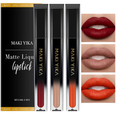 MAKI YIKA nude lipstick swatch highlights natural tone and smooth matte texture.