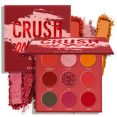 Maki Yika Red Eyeshadow Palette close-up showing rich matte and shimmer textures for versatile looks
