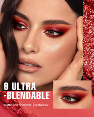 Maki Yika Red Eyeshadow Palette swatches reveal vibrant reds with strong pigment payoff