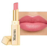 MAKI YIKA Moisture Nude Pink Lipstick packaging highlights premium hydration and glossy color.