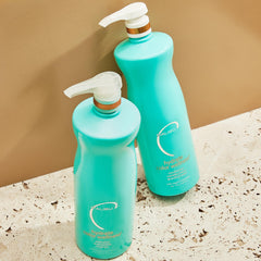 Malibu C Hard Water Shampoo & Conditioner duo displayed for shine and manageability.