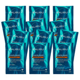 Malibu C Miracle Repair Blonde Enhancer packet on display, moisture boost for damaged blondes.